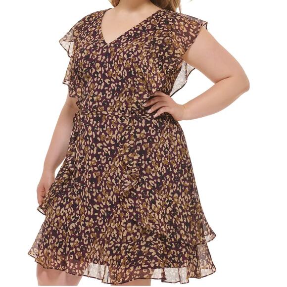 Tommy Hilfiger Plus Size Wild-Animal-Print Fit & Flare Dress Sz 14W NWT - Picture 4 of 4